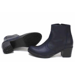 Сини дамски боти, естествена кожа - ежедневни обувки за есента и зимата N 100019195