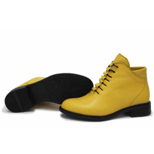 Жълти дамски боти, естествена кожа - ежедневни обувки за есента и зимата N 100016876