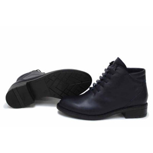 Сини дамски боти, естествена кожа - ежедневни обувки за есента и зимата N 100016878