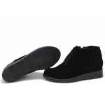 Черни дамски боти, естествен велур - всекидневни обувки за есента и зимата N 100016780