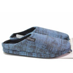 Сини домашни чехли, текстилна материя - равни обувки за есента и зимата N 100017019