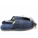 Сини домашни чехли, текстилна материя - равни обувки за есента и зимата N 100017022