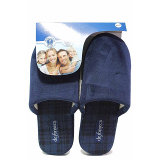 Сини домашни чехли, текстилна материя - равни обувки за есента и зимата N 100017021