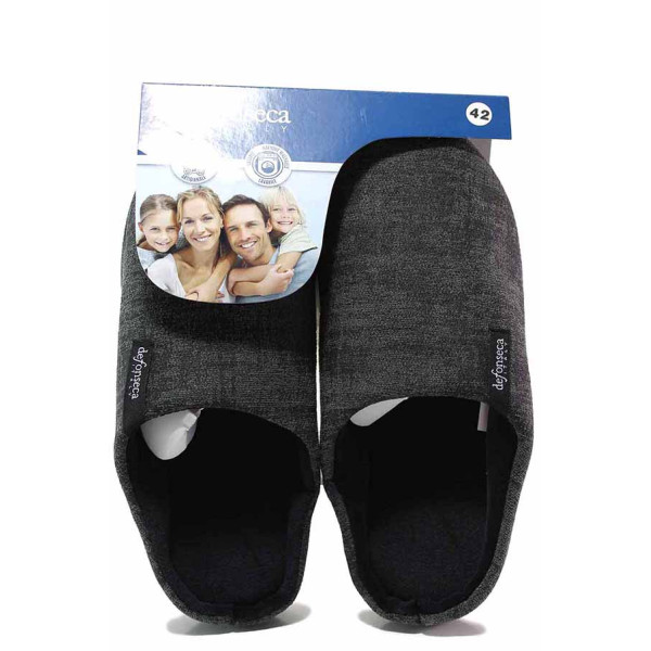 Сиви домашни чехли, текстилна материя - равни обувки за есента и зимата N 100017020