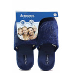 Сини домашни чехли, текстилна материя - равни обувки за есента и зимата N 100017026