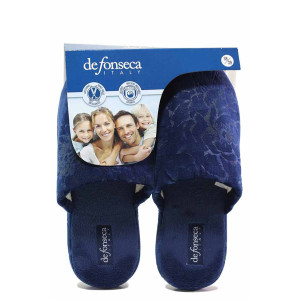 Сини домашни чехли, текстилна материя - равни обувки за есента и зимата N 100017026