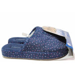 Сини домашни чехли, текстилна материя - равни обувки за есента и зимата N 100017028
