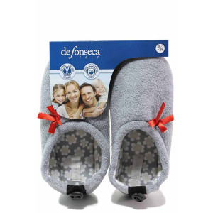 Сиви домашни чехли, текстилна материя - равни обувки за есента и зимата N 100017030