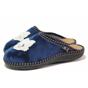 Сини домашни чехли, текстилна материя - всекидневни обувки за есента и зимата N 100017047