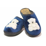 Сини домашни чехли, анатомични, текстилна материя - всекидневни обувки за есента и зимата N 100017049