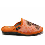 Оранжеви домашни чехли, текстилна материя - всекидневни обувки за есента и зимата N 100017051