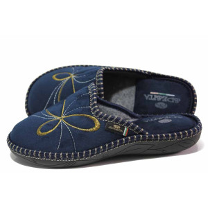 Сини домашни чехли, текстилна материя - ежедневни обувки за есента и зимата N 100017052