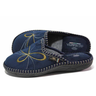 Сини домашни чехли, текстилна материя - ежедневни обувки за есента и зимата N 100017052
