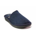 Сини домашни чехли, текстилна материя - ежедневни обувки за есента и зимата N 100017054