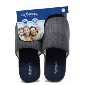 Сиви домашни чехли, текстилна материя - ежедневни обувки за есента и зимата N 100017056