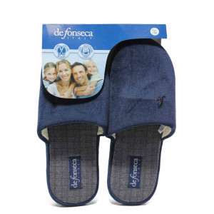 Сини домашни чехли, текстилна материя - всекидневни обувки за есента и зимата N 100017057