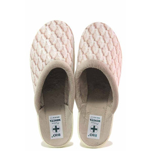Бежови домашни чехли, текстилна материя - всекидневни обувки за есента и зимата N 100017158