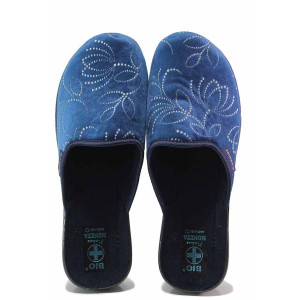 Тъмносини домашни чехли, текстилна материя - всекидневни обувки за есента и зимата N 100017159