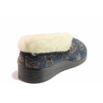 Тъмносини домашни чехли, текстилна материя - ежедневни обувки за есента и зимата N 100017160