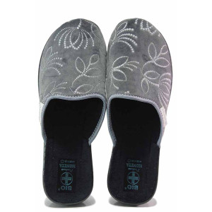 Сиви домашни чехли, текстилна материя - всекидневни обувки за есента и зимата N 100017161