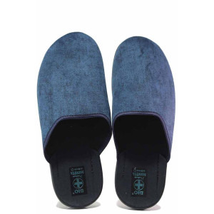 Сини домашни чехли, текстилна материя - всекидневни обувки за есента и зимата N 100017164