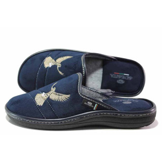 Сини домашни чехли, текстилна материя - ежедневни обувки за есента и зимата N 100017167