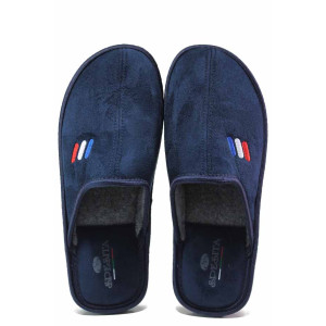 Сини домашни чехли, текстилна материя - всекидневни обувки за есента и зимата N 100017257
