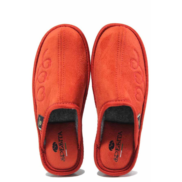 Червени домашни чехли, текстилна материя - ежедневни обувки за есента и зимата N 100017258