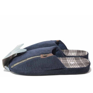 Сини домашни чехли, текстилна материя - всекидневни обувки за есента и зимата N 100017337