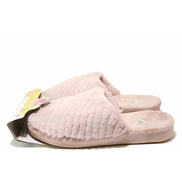 Розови домашни чехли, анатомични, текстилна материя - ежедневни обувки за есента и зимата N 100017339