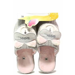 Сиви домашни чехли, текстилна материя - всекидневни обувки за есента и зимата N 100017340