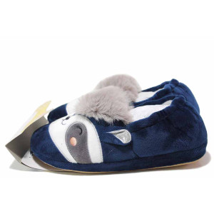 Сини домашни чехли, текстилна материя - ежедневни обувки за есента и зимата N 100017343