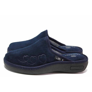 Сини домашни чехли, текстилна материя - всекидневни обувки за есента и зимата N 100017434