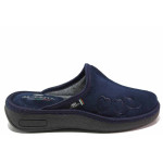 Сини домашни чехли, текстилна материя - всекидневни обувки за есента и зимата N 100017434