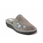 Сиви дамски пантофки, текстилна материя - ежедневни обувки за целогодишно ползване N 100017443