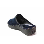 Тъмносини дамски пантофки, текстилна материя - ежедневни обувки за целогодишно ползване N 100017444