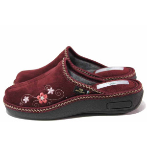 Винени дамски пантофки, текстилна материя - ежедневни обувки за целогодишно ползване N 100017445