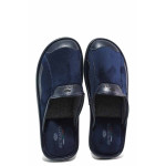 Тъмносини мъжки чехли, текстилна материя - равни обувки за целогодишно ползване N 100017454