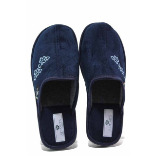 Тъмносини домашни чехли, текстилна материя - равни обувки за целогодишно ползване N 100017452