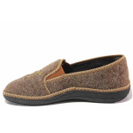 Кафяви домашни чехли, текстилна материя - равни обувки за целогодишно ползване N 100017466
