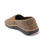 Кафяви домашни чехли, текстилна материя - равни обувки за целогодишно ползване N 100017466
