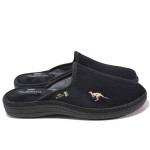 Черни домашни чехли, текстилна материя - равни обувки за целогодишно ползване N 100017468