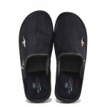 Черни домашни чехли, текстилна материя - равни обувки за целогодишно ползване N 100017468