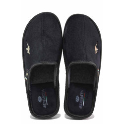 Черни анатомични домашни чехли, текстилна материя - равни обувки за целогодишно ползване N 100017468