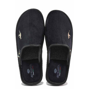 Черни анатомични домашни чехли, текстилна материя - равни обувки за целогодишно ползване N 100017468