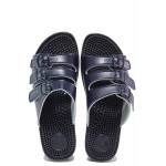 Тъмносини дамски чехли, здрава еко-кожа - ежедневни обувки за целогодишно ползване N 100017464