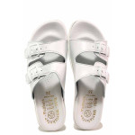 Бели дамски чехли, здрава еко-кожа - ежедневни обувки за целогодишно ползване N 100017461