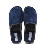 Тъмносини домашни чехли, текстилна материя - равни обувки за целогодишно ползване N 100017471