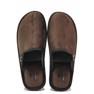 Тъмносини домашни чехли, текстилна материя - равни обувки за целогодишно ползване N 100017473