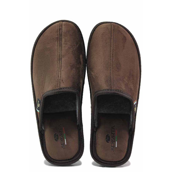 Тъмносини домашни чехли, текстилна материя - равни обувки за целогодишно ползване N 100017473